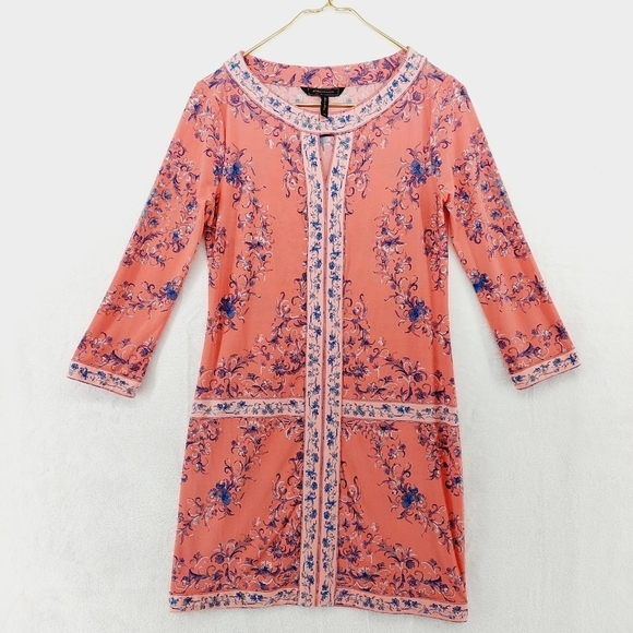 BCBGMaxAzria Shift Tunic Long Sleeve Peekaboo Bodice Mini Dress - Picture 1 of 6